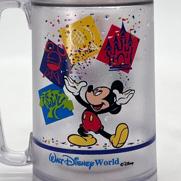Walt Disney World Mickey Mouse Celebration Frosted LG Plastic Freezer Mugs Cups - Picture 8 of 10